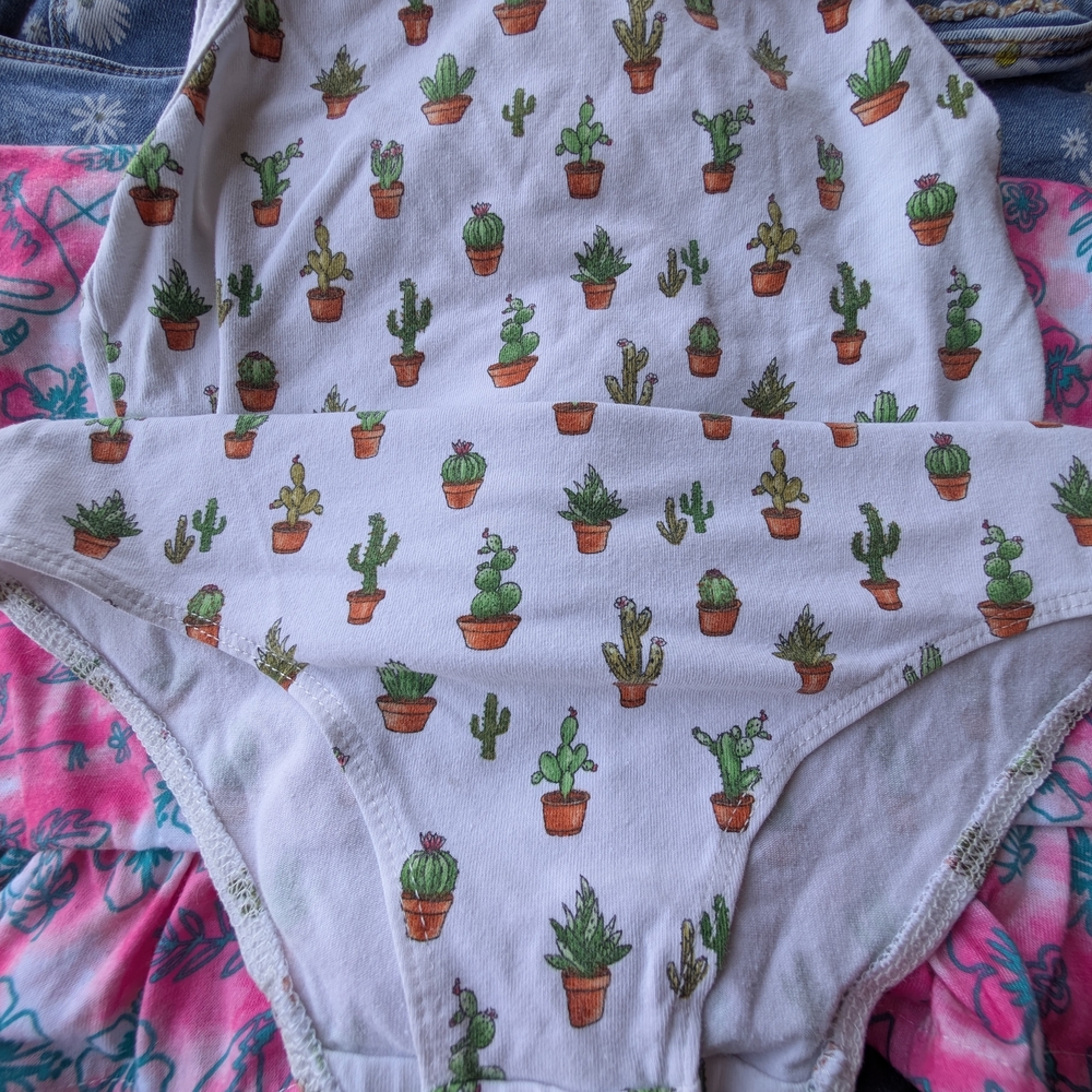 Cactus Print White Bikini Set